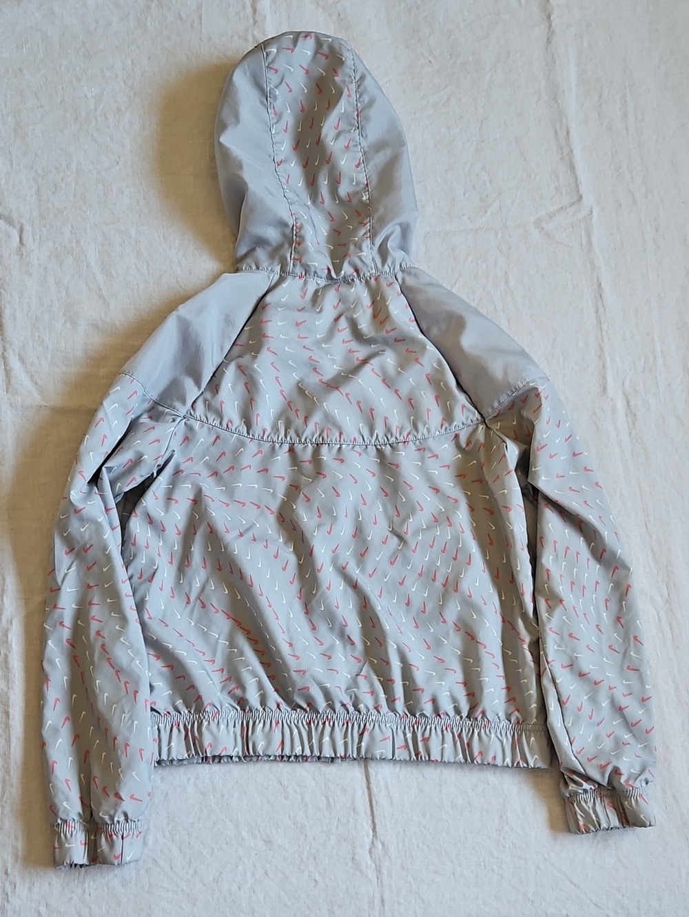 Nike Windrunner Hooded Jacket Swoosh Print Gray Orange Size XL Youth - Picture 11 of 13